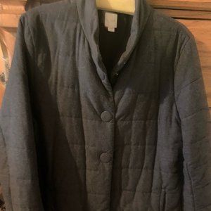 J.Jill Charcoal Gray soft quilted lined coat jacket L